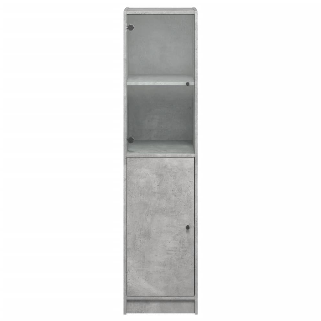 vidaXL Szafka ze szklanymi drzwiami, szarość betonu, 35x37x142 cm