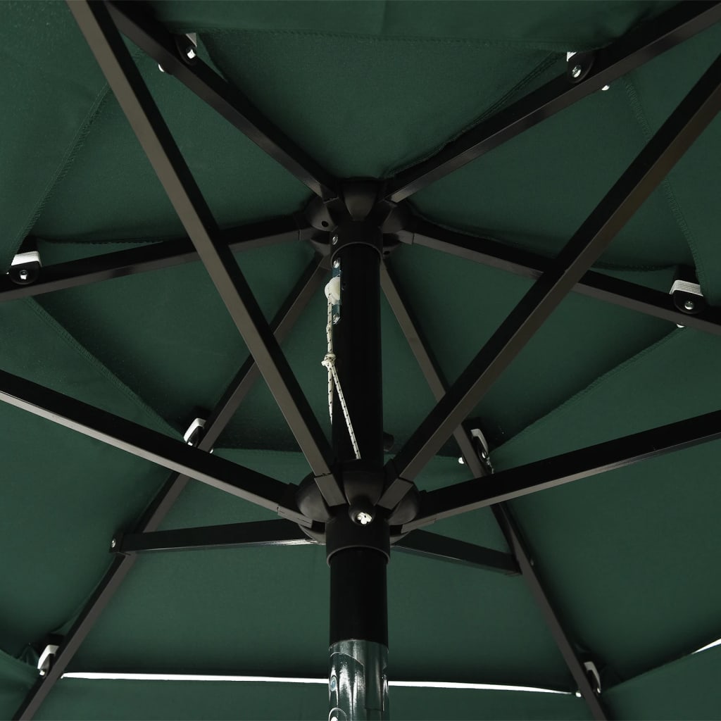 vidaXL 3-poziomowy parasol na aluminiowym słupku, zielony, 2 m