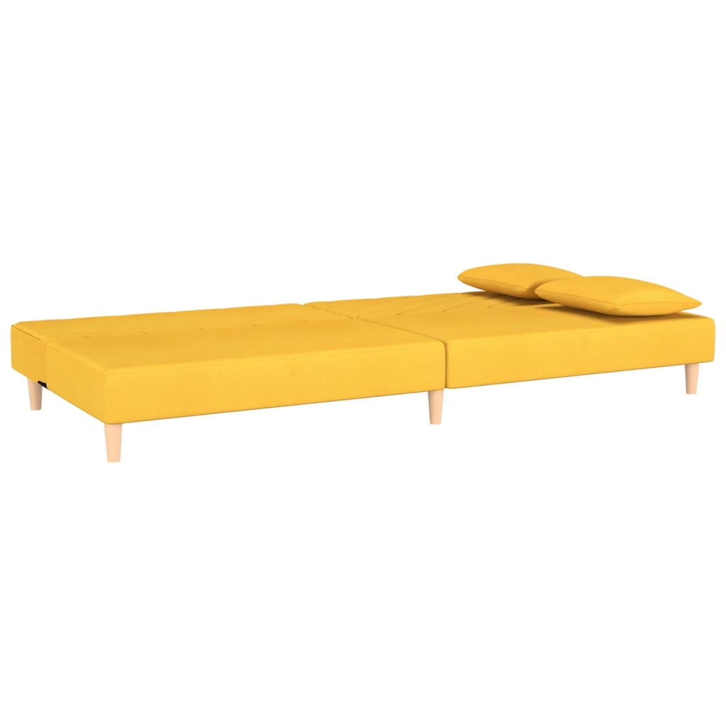 vidaXL 2-os. kanapa z podnóżkiem i 2 poduszkami, żółta, obita tkaniną