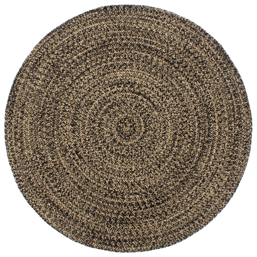 vidaXL Ręcznie wykonany dywanik, juta, czarno-brązowy, 210 cm