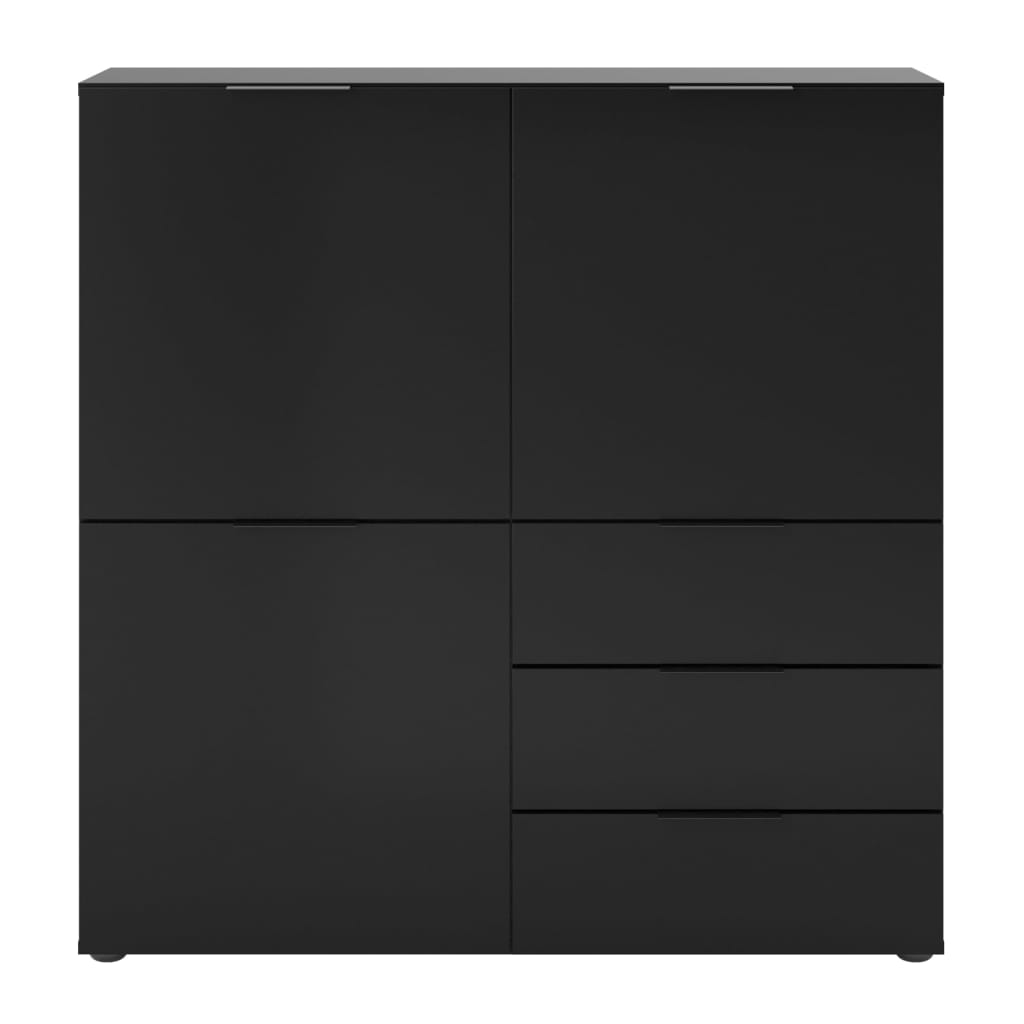 FMD Komoda z 3 drzwiczek i 3 szufladami, czarna
