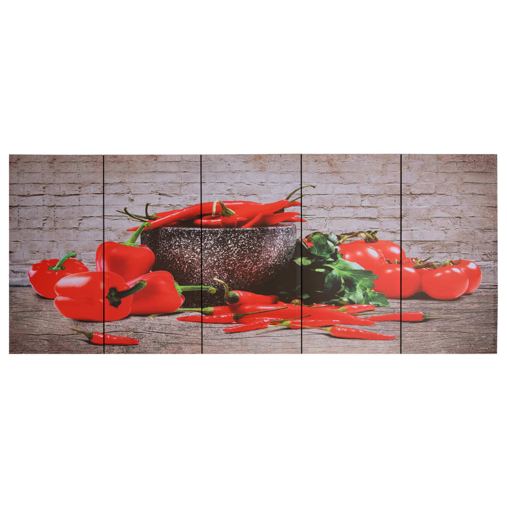vidaXL Zestaw obrazów z nadrukiem papryk, kolorowy, 200x80 cm