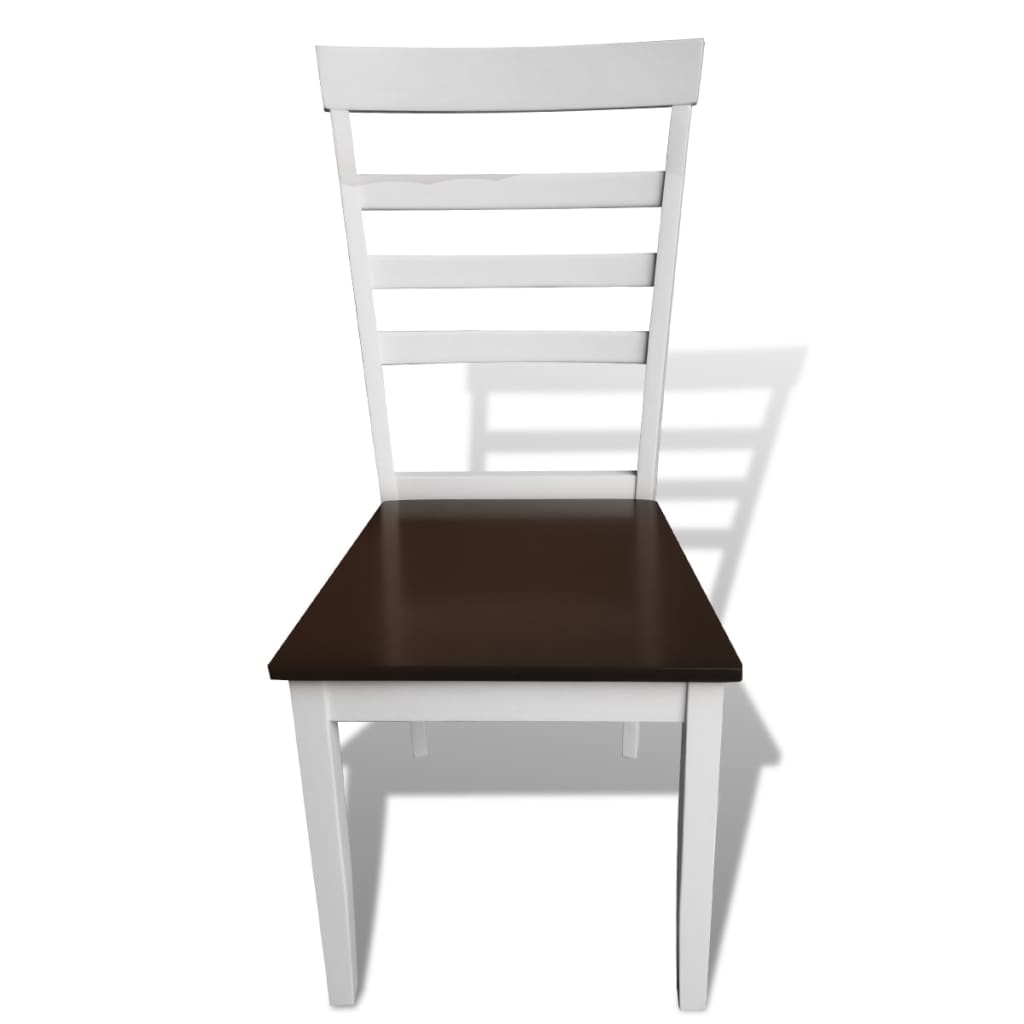 vidaXL Krzesła stołowe, 4 szt., biało-brązowe, lite drewno i MDF