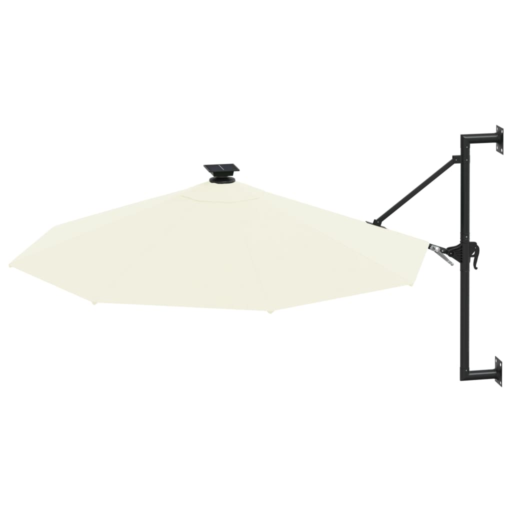 vidaXL Parasol ścienny z LED, na metalowym słupku, 300 cm, piaskowy