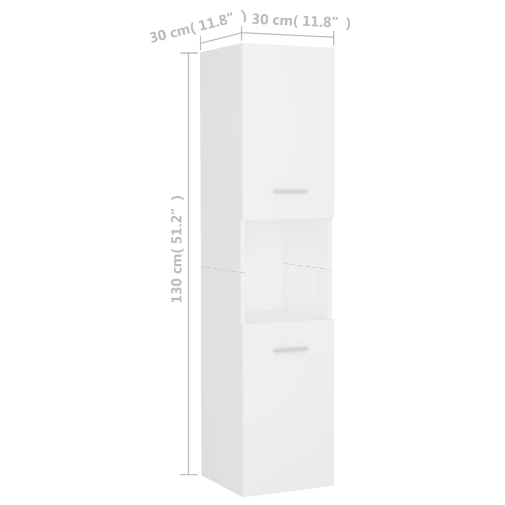 vidaXL Szafka łazienkowa, biała, 30x30x130 cm, płyta wiórowa