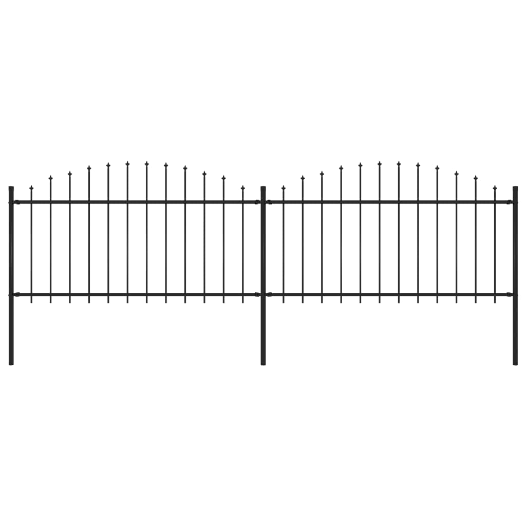 vidaXL Panele ogrodzeniowe z grotami, stal, (1,25-1,5) x 3,4 m, czarne