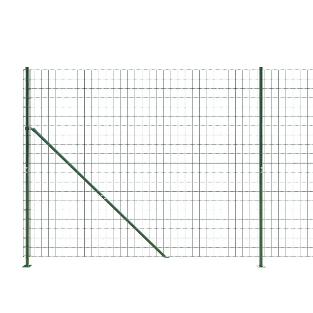vidaXL Ogrodzenie z siatki, ze stopami słupków, zielone, 1,4x10 m
