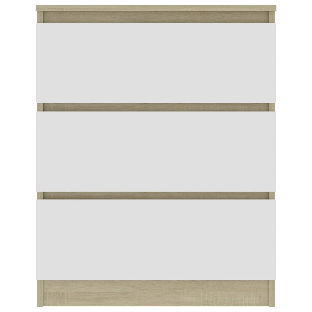 vidaXL Komoda, biel i dąb sonoma, 60x33,5x76 cm, płyta wiórowa