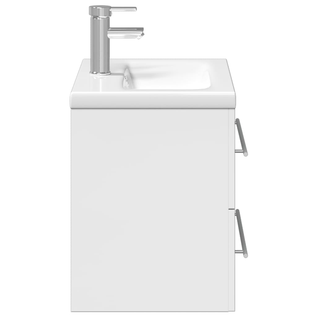 vidaXL Szafka łazienkowa z wbudowaną umywalką, wysoki połysk, biała