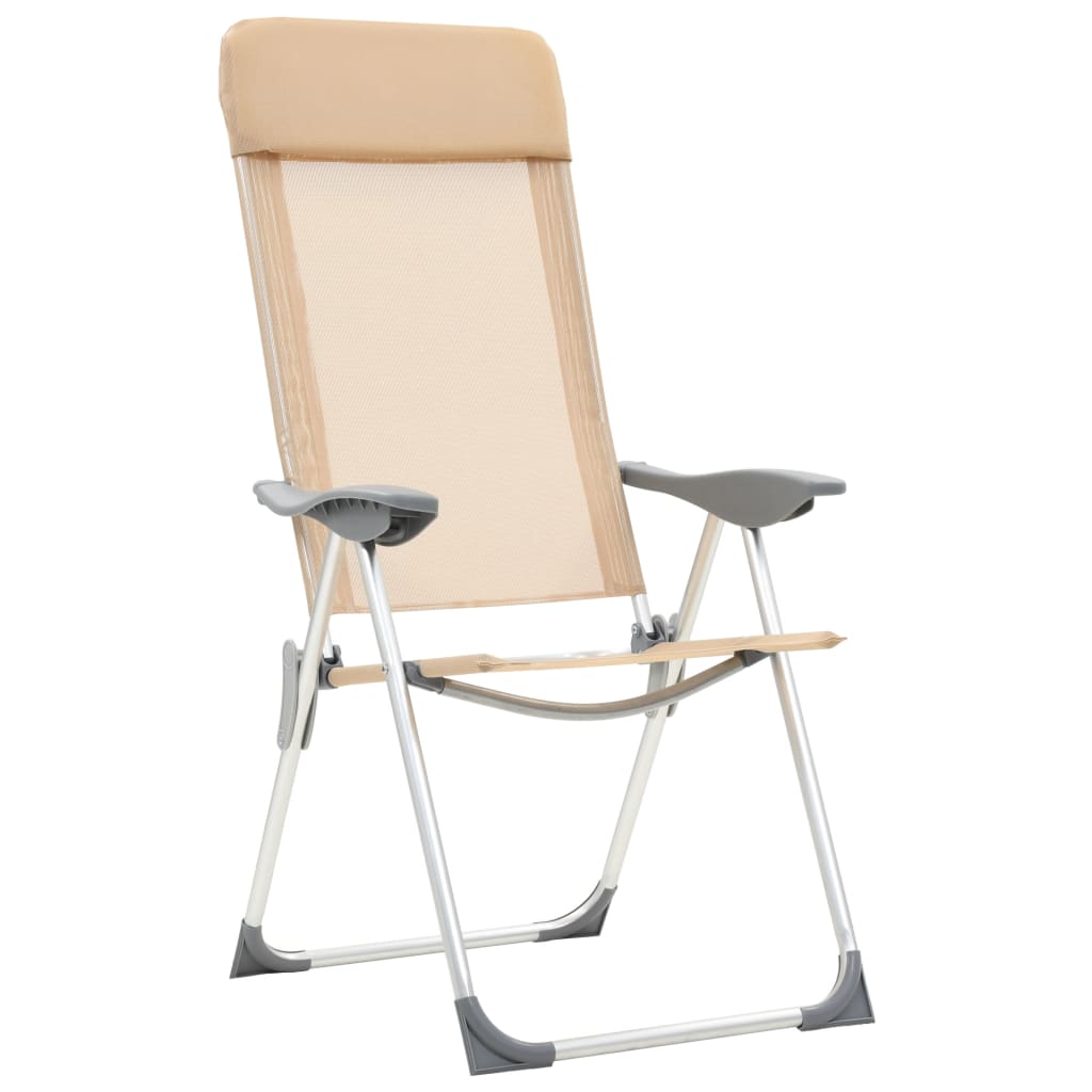 vidaXL Składane krzesła turystyczne, 2 szt., kremowe, aluminiowe