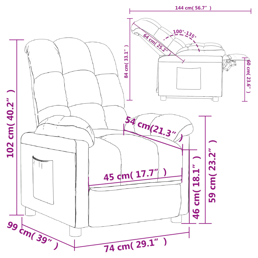 vidaXL Fotel rozkładany, kremowy, obity tkaniną