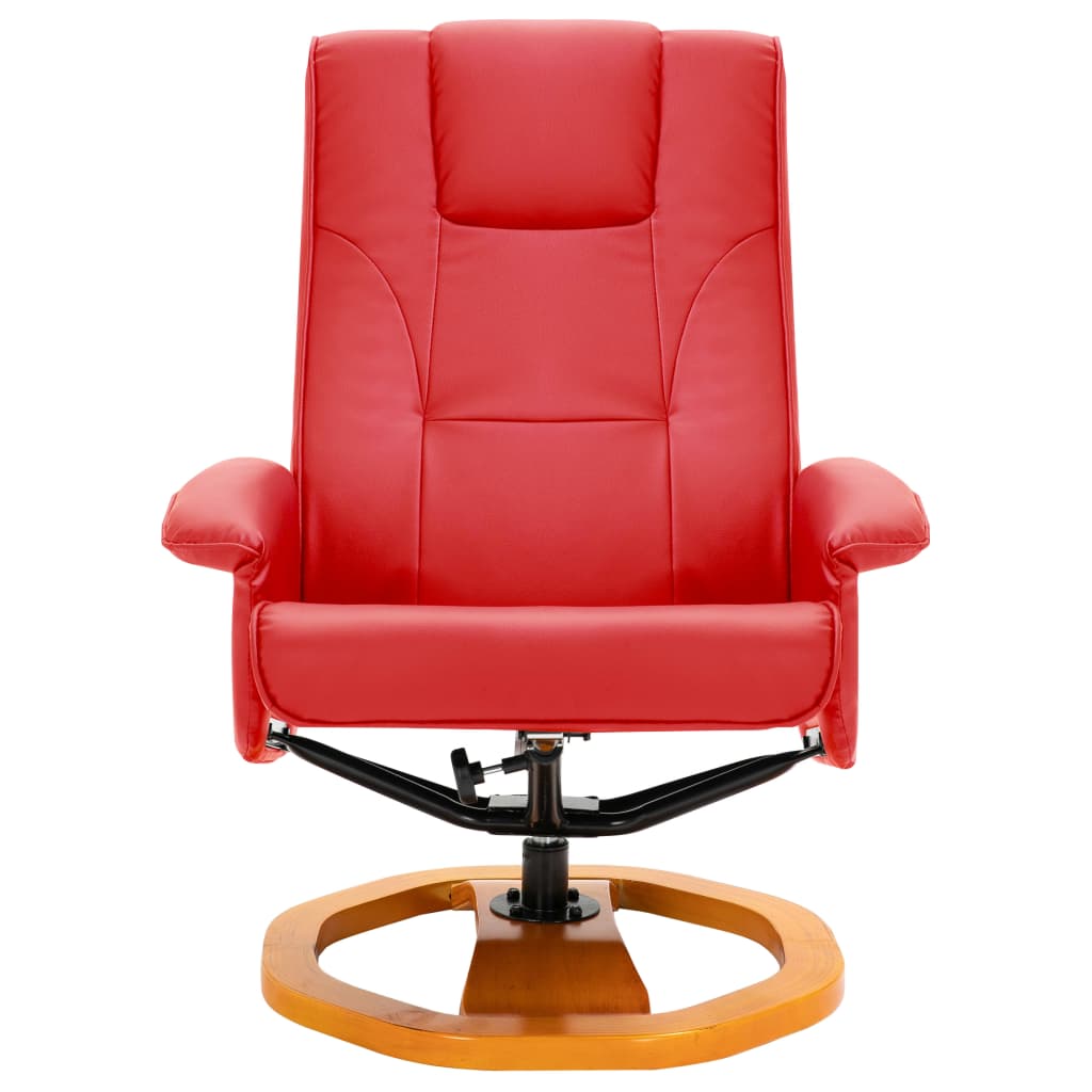vidaXL Fotel obrotowy z podnóżkiem, czerwony, sztuczna skóra