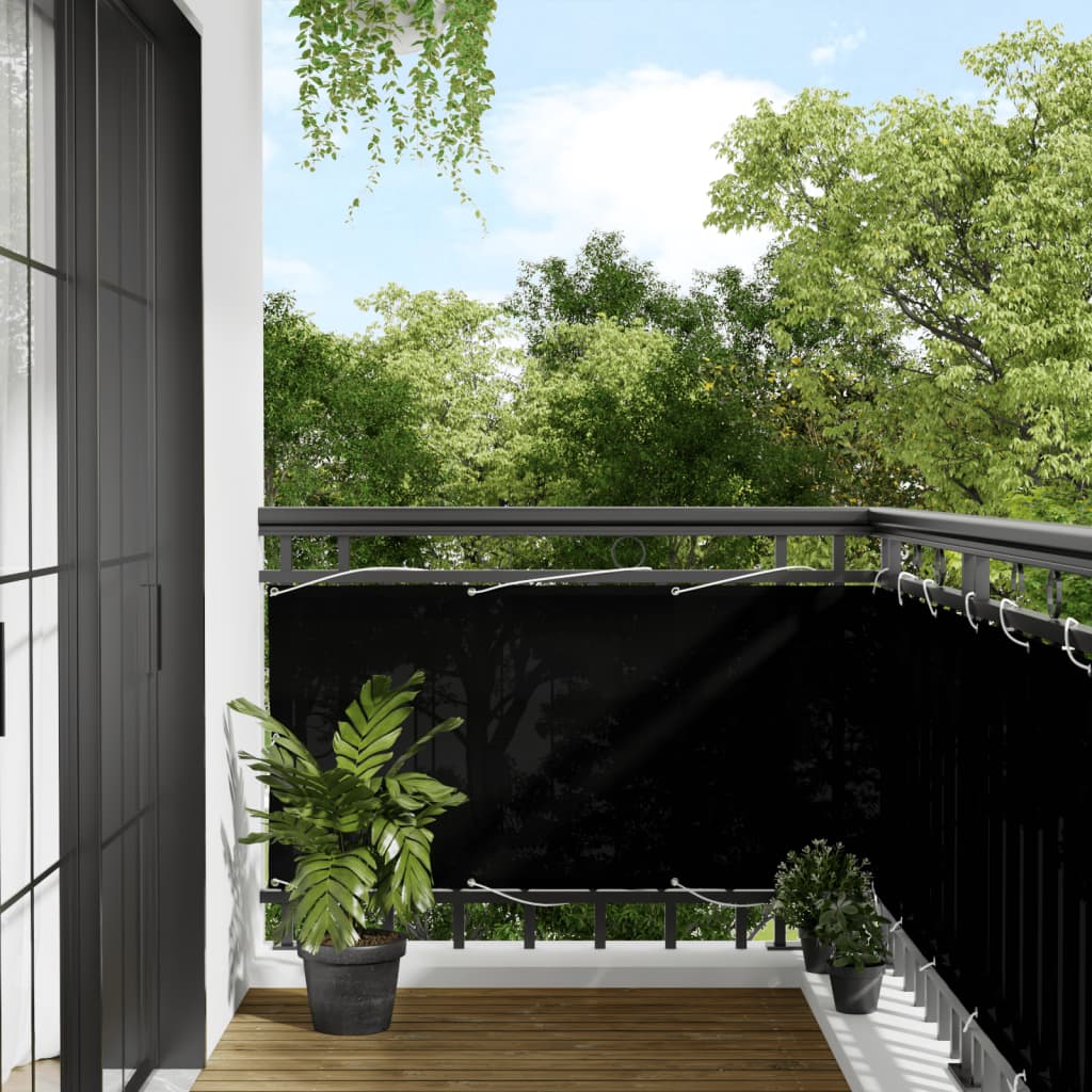vidaXL Parawan balkonowy, czarny, 75x1000 cm, 100% poliester Oxford