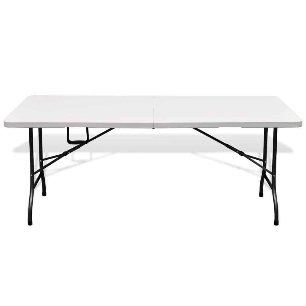 vidaXL Składany stolik ogrodowy, biały, 180x75x74 cm, HDPE