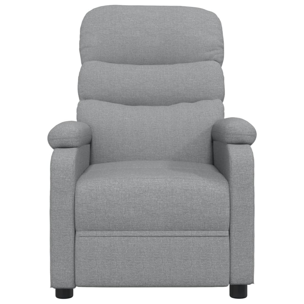 vidaXL Rozkładany fotel masujący, jasnoszary, tapicerowany tkaniną