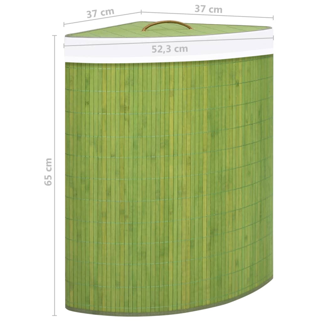 vidaXL Bambusowy kosz na pranie, narożny, zielony, 60 L