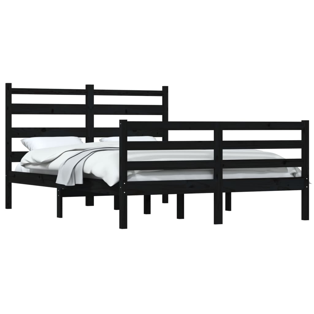 vidaXL Rama łóżka, lite drewno sosnowe, 120 x 200 cm, czarna