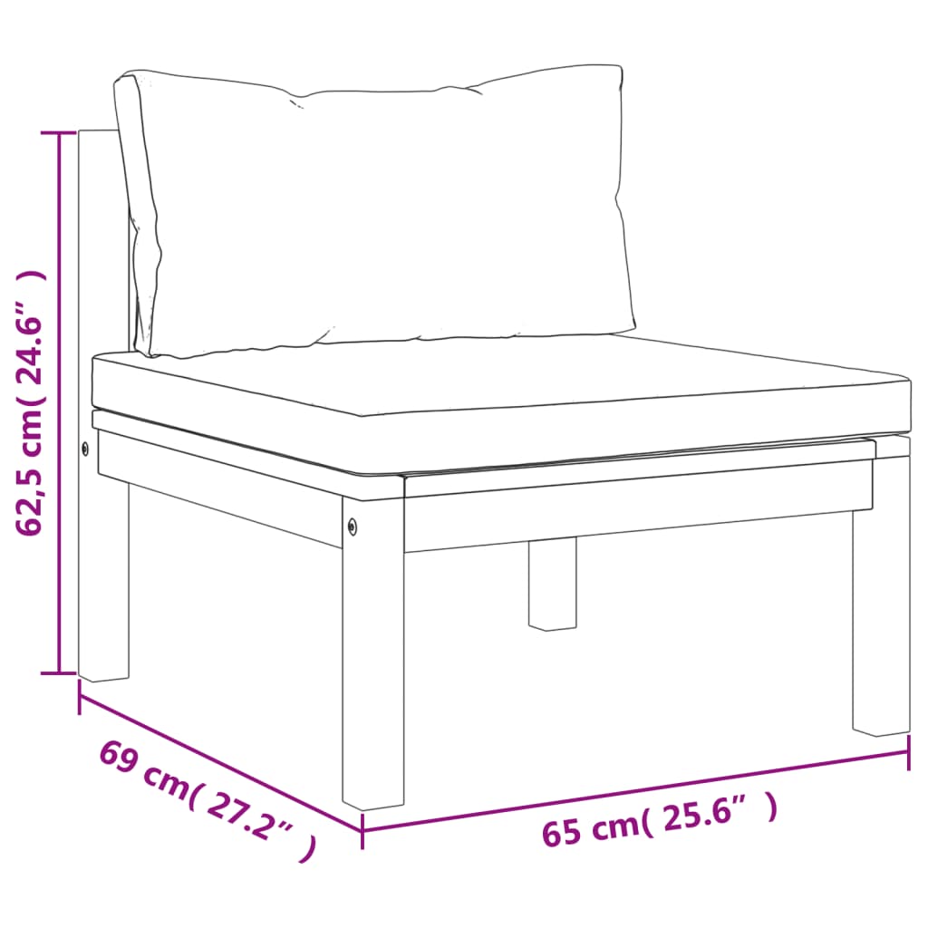 vidaXL 3-osobowa sofa ogrodowa, kremowe poduszki, drewno akacjowe