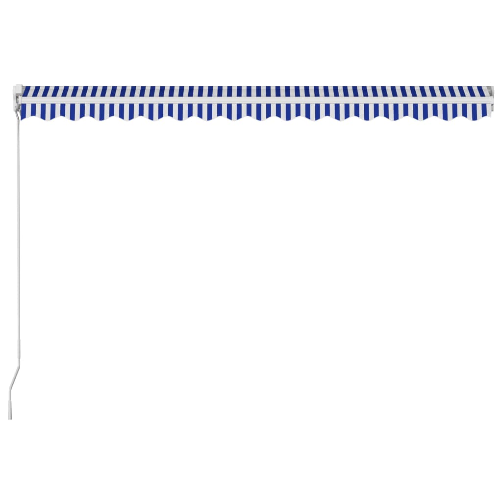 vidaXL Ręcznie zwijana markiza, 450 x 300 cm, niebiesko-biała