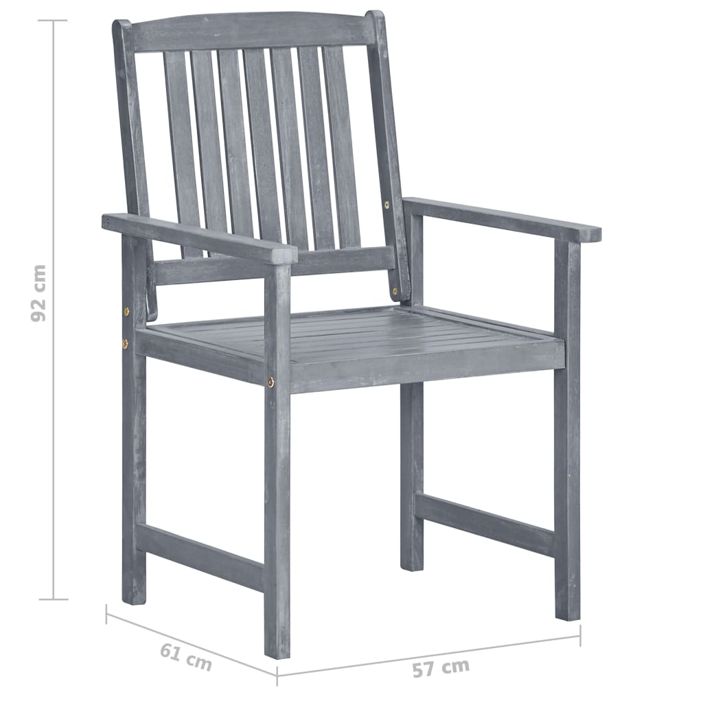 vidaXL Krzesła ogrodowe, poduszki, 6 szt., lite drewno akacjowe, szare