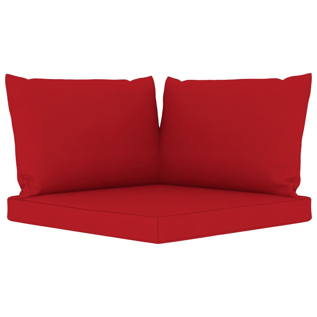 vidaXL Ogrodowa sofa 3-os. z palet, z czerwonymi poduszkami, sosna