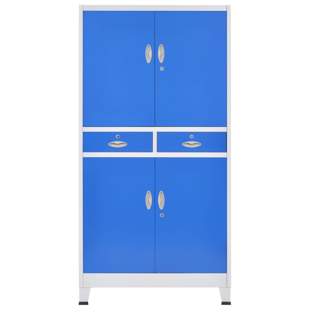 vidaXL Szafa biurowa 4-drzwiowa, metal, 90x40x180 cm, szaro-niebieska