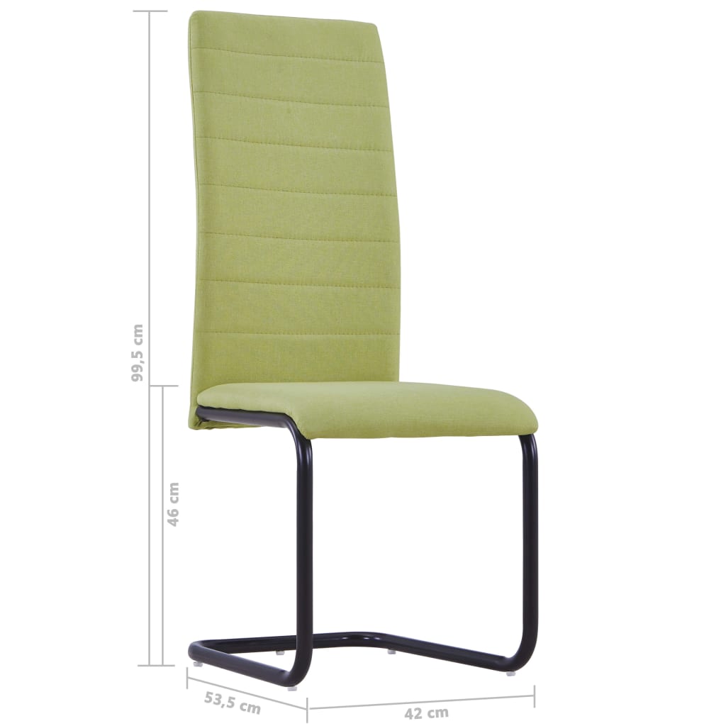 vidaXL Krzesła stołowe, wspornikowe, 4 szt., zielone, tkanina