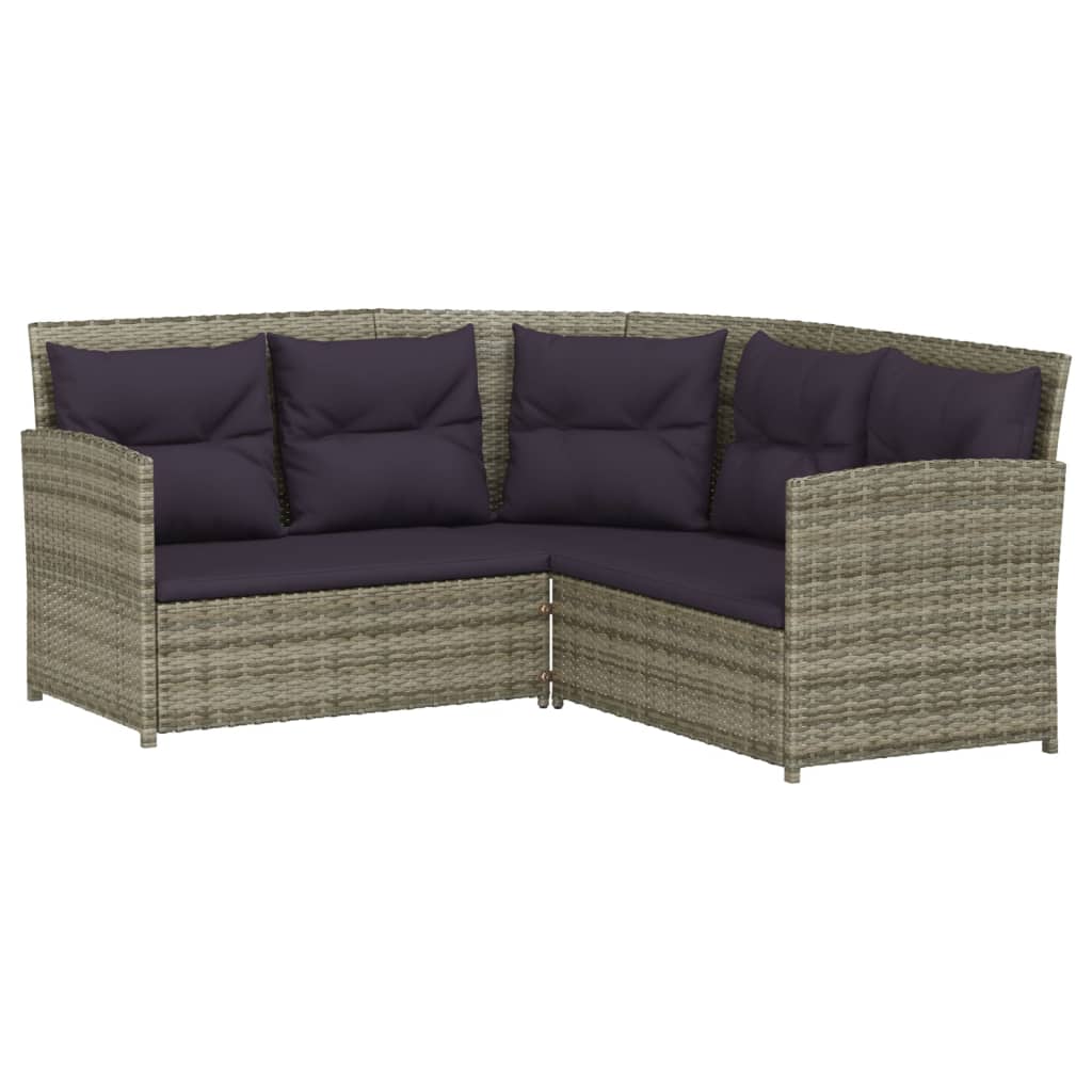 vidaXL 2-cz. sofa narożna z poduszkami, szara, polirattan