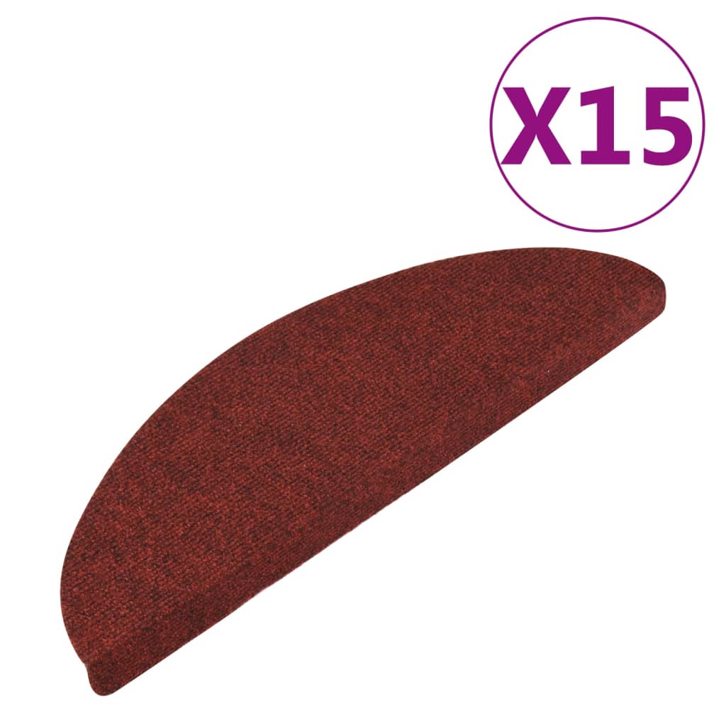 vidaXL Samoprzylepne nakładki na schody, 15 szt., 56x17x3 cm, czerwone