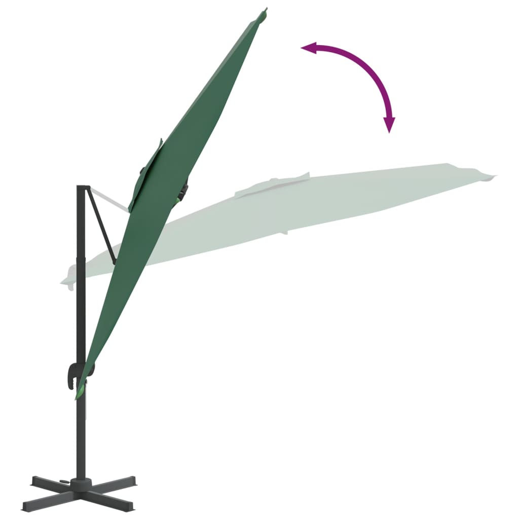 vidaXL Parasol wiszący na aluminiowym słupku, zielony, 300x300 cm