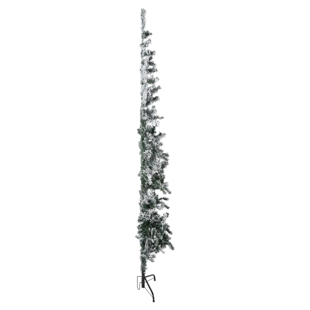 vidaXL Smukła choinka połówka, sztuczna, ośnieżona, 240 cm