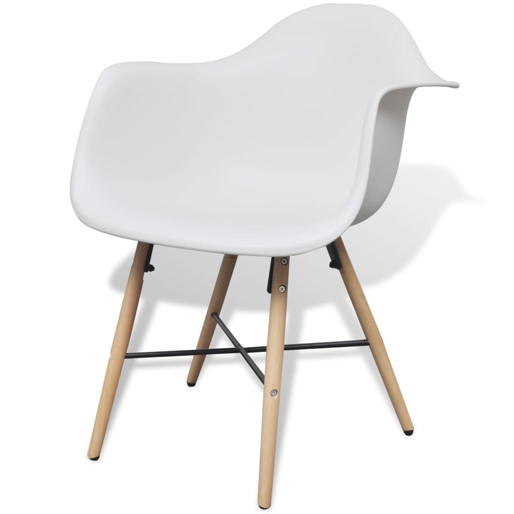vidaXL Krzesła stołowe, 4 szt., biały plastik i drewno bukowe
