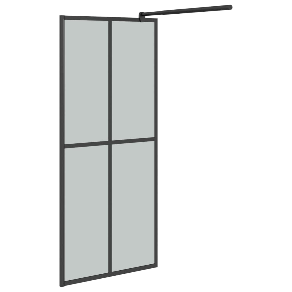 vidaXL Ścianka prysznicowa z półką, czarna, 100x195 cm ESG i aluminium