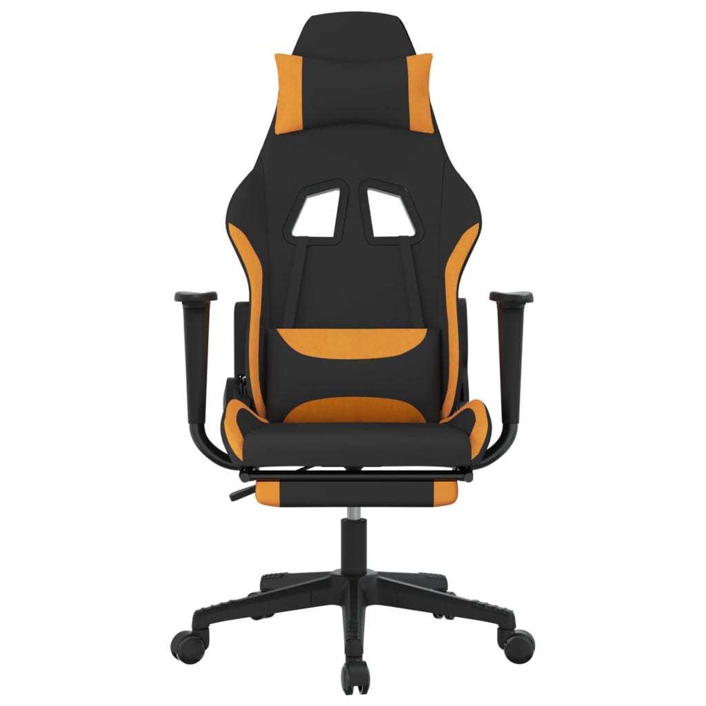 vidaXL Fotel gamingowy z podnóżkiem, czarno-pomarańczowy, tkanina