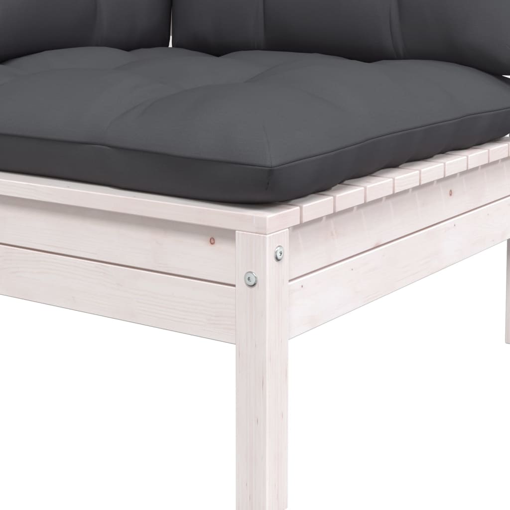 vidaXL 2-osobowa sofa ogrodowa z poduszkami, białe drewno sosnowe