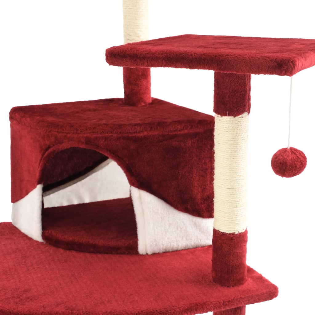 vidaXL Drapak dla kota z sizalowymi słupkami, 203 cm, czerwono-biały