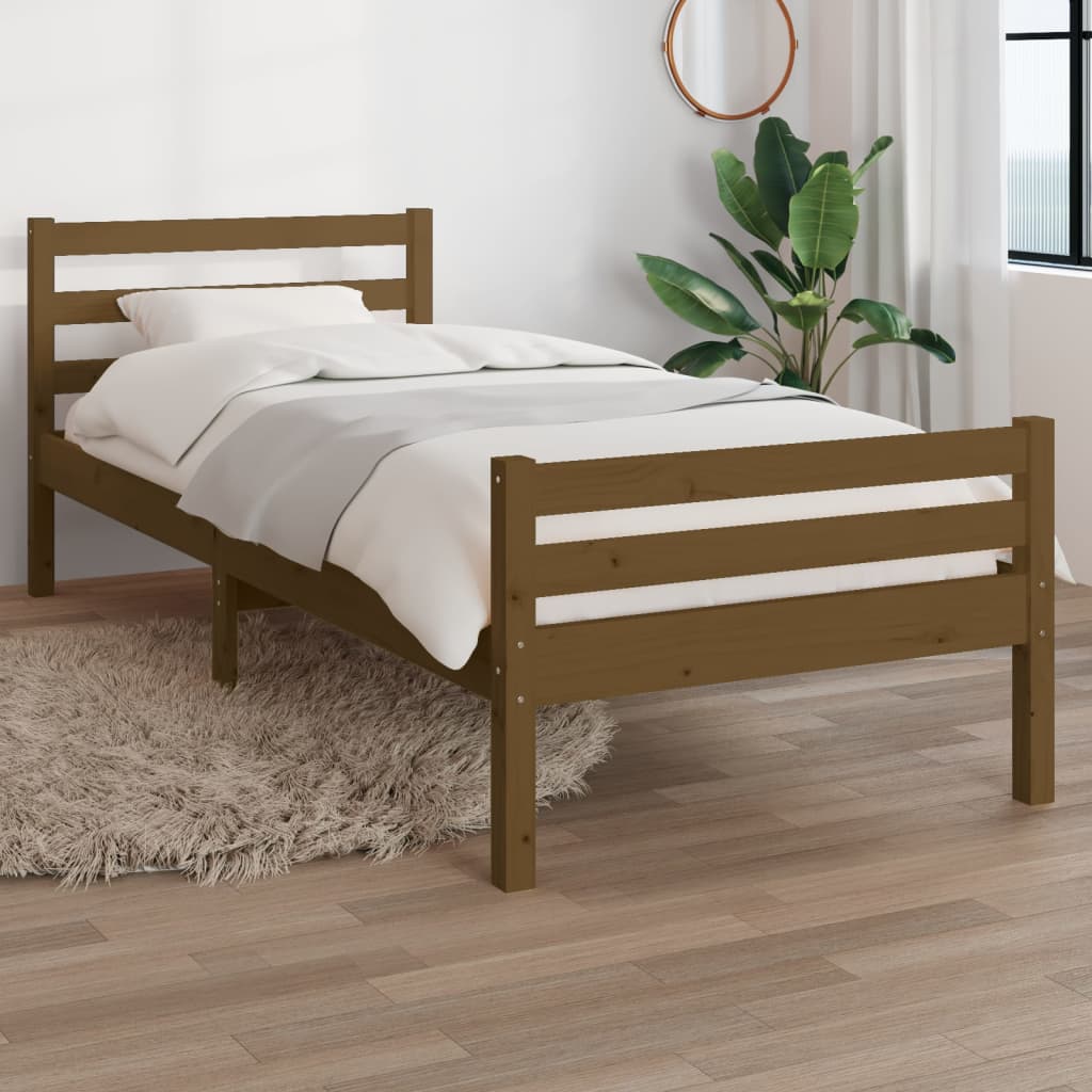 vidaXL Rama łóżka, miodowy brąz, lite drewno, 90 x 200 cm