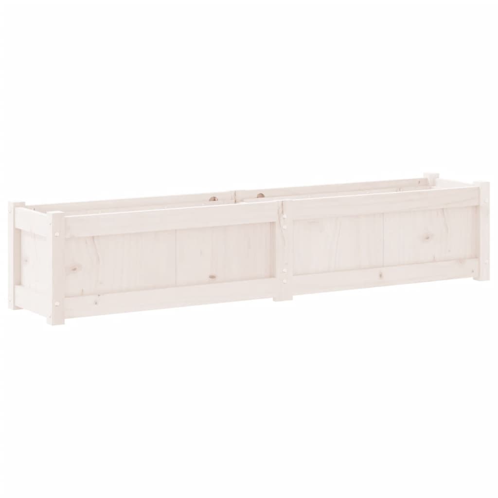 vidaXL Donica ogrodowa, biała, 150x31x31 cm, lite drewno sosnowe