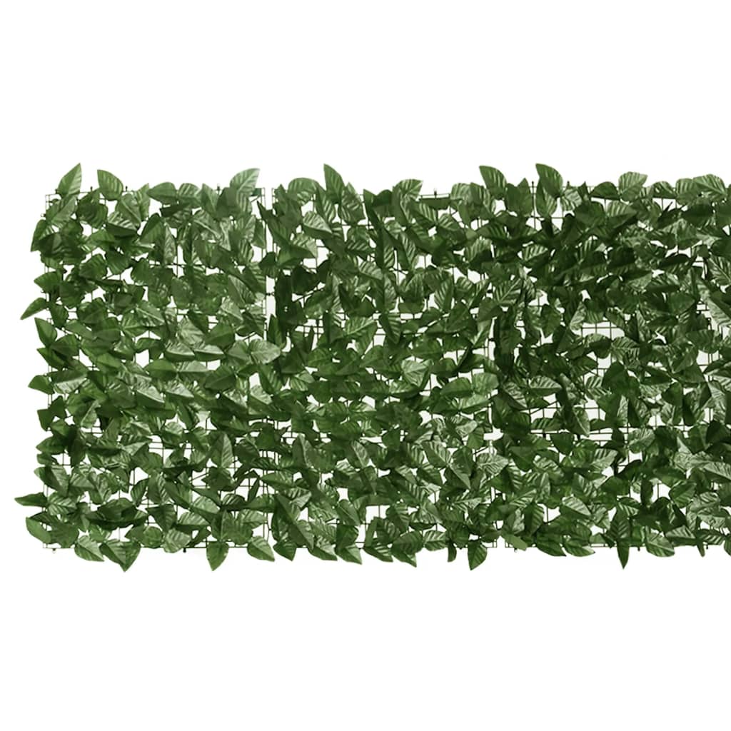 vidaXL Parawan balkonowy, ciemnozielone liście, 600x75 cm