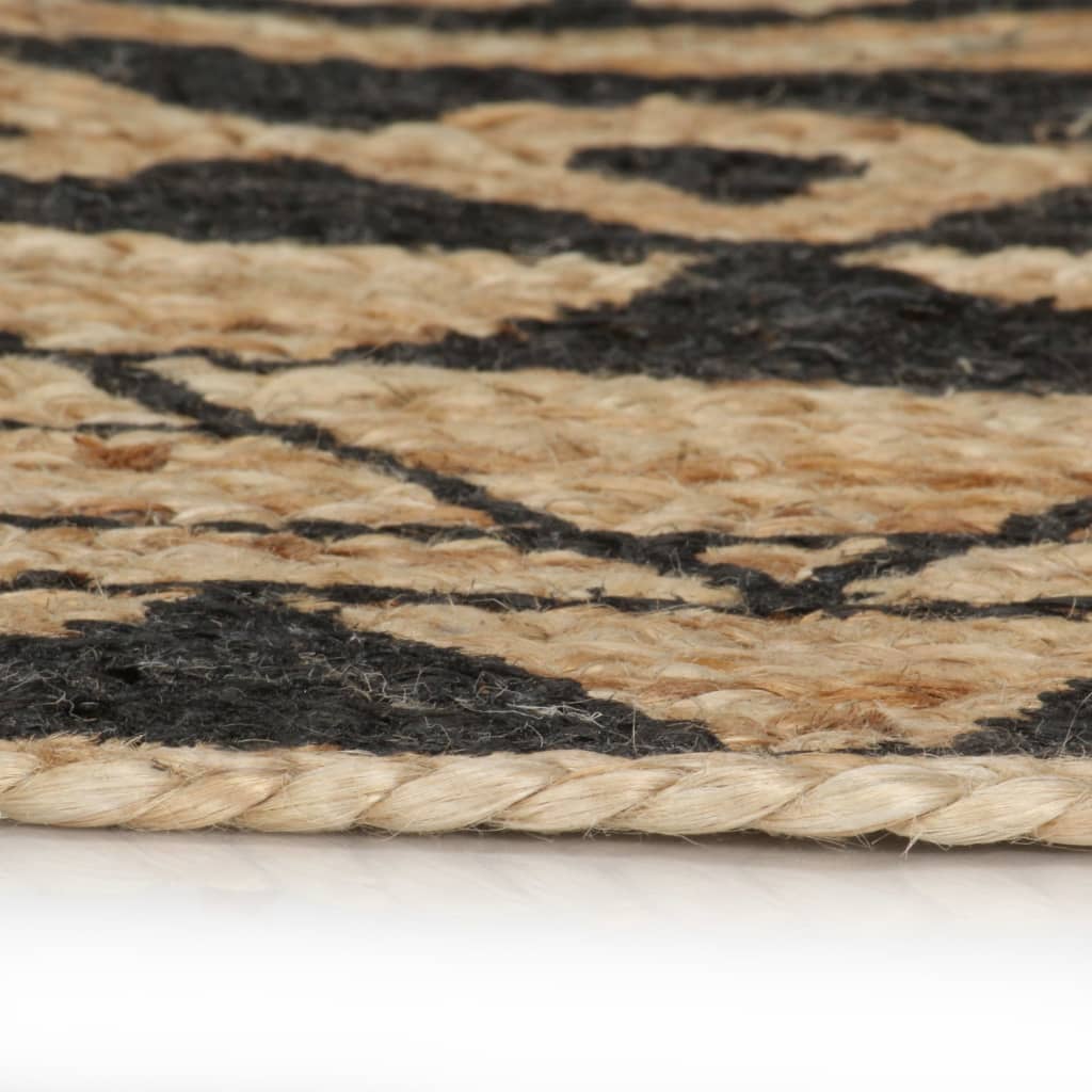 vidaXL Ręcznie wykonany dywanik, juta, czarny nadruk, 120 cm