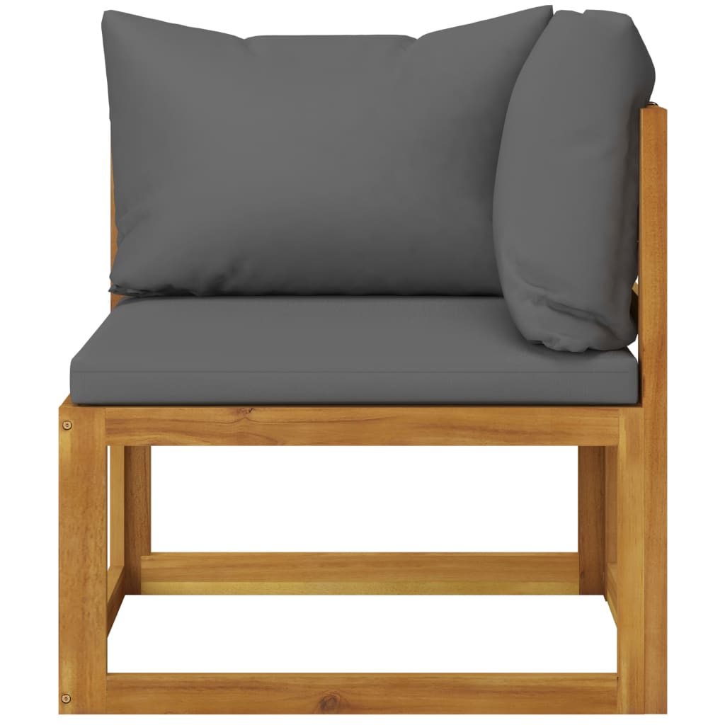 vidaXL Moduł sofy narożnej z ciemnoszarą poduszką, drewno akacjowe