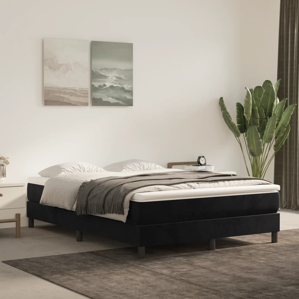 vidaXL Rama łóżka, czarna, 140x190 cm, tapicerowana aksamitem