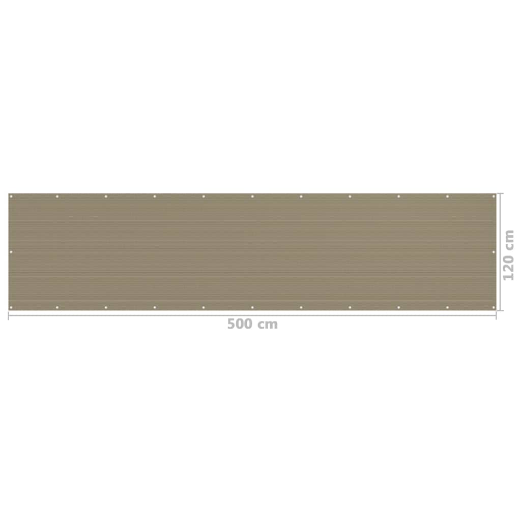 vidaXL Parawan balkonowy, kolor taupe, 120x500 cm, HDPE
