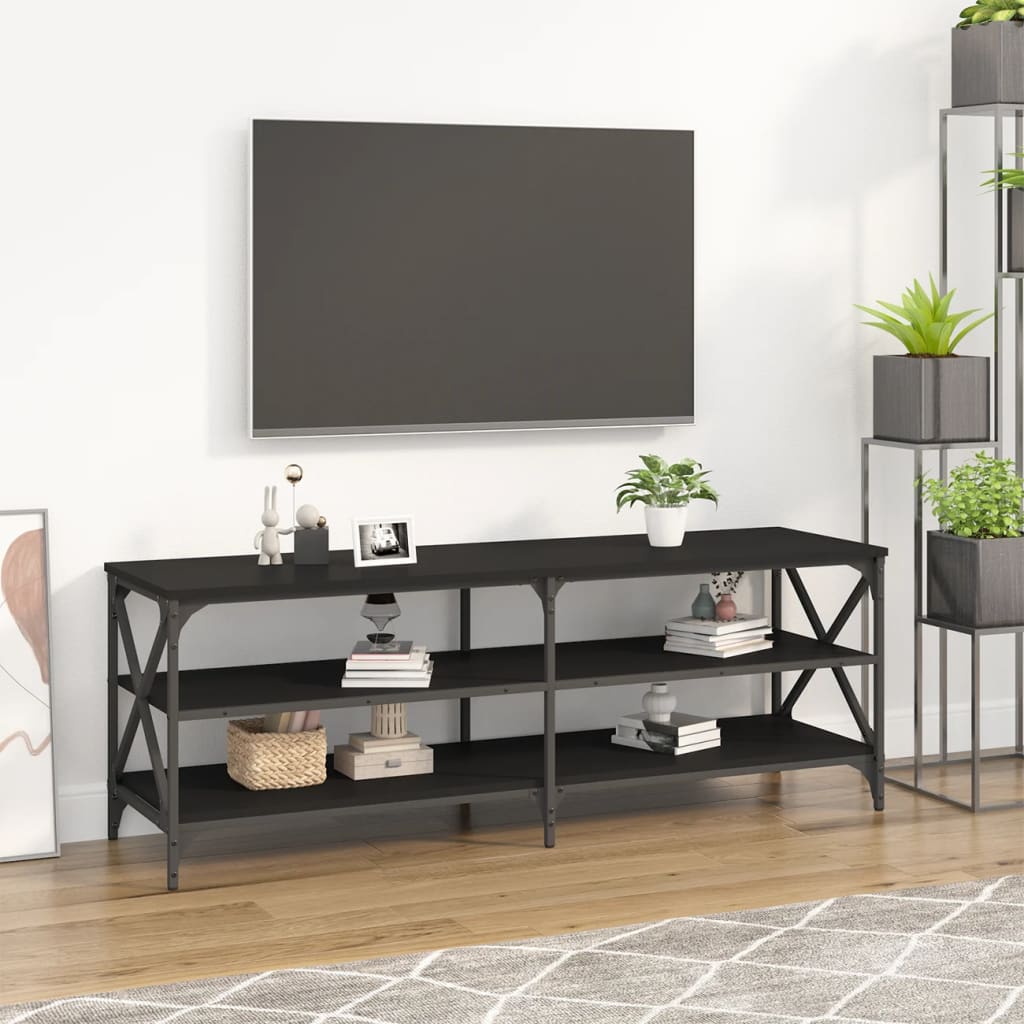 vidaXL Szafka pod TV, czarna, 140x40x50 cm, materiał drewnopochodny