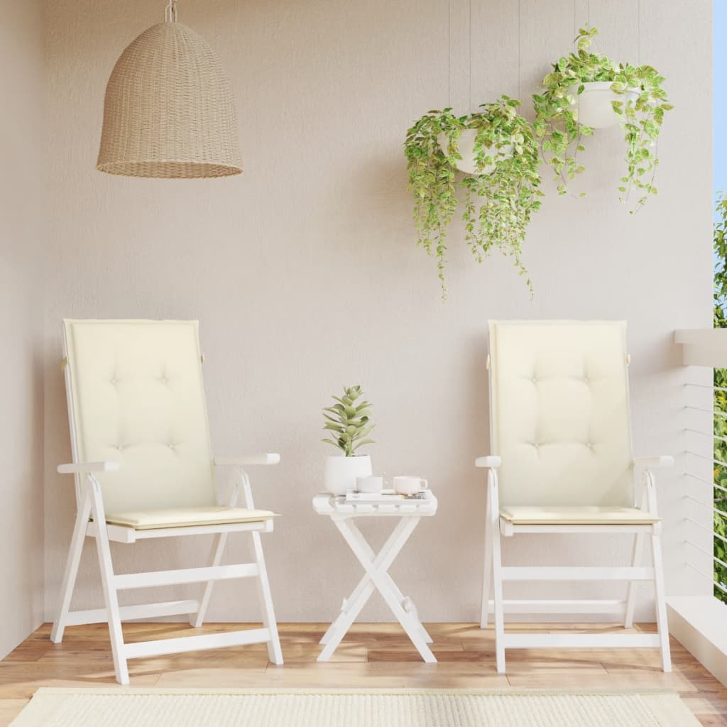 vidaXL Poduszki na krzesła ogrodowe, 2 szt., kremowe, 120x50x3 cm