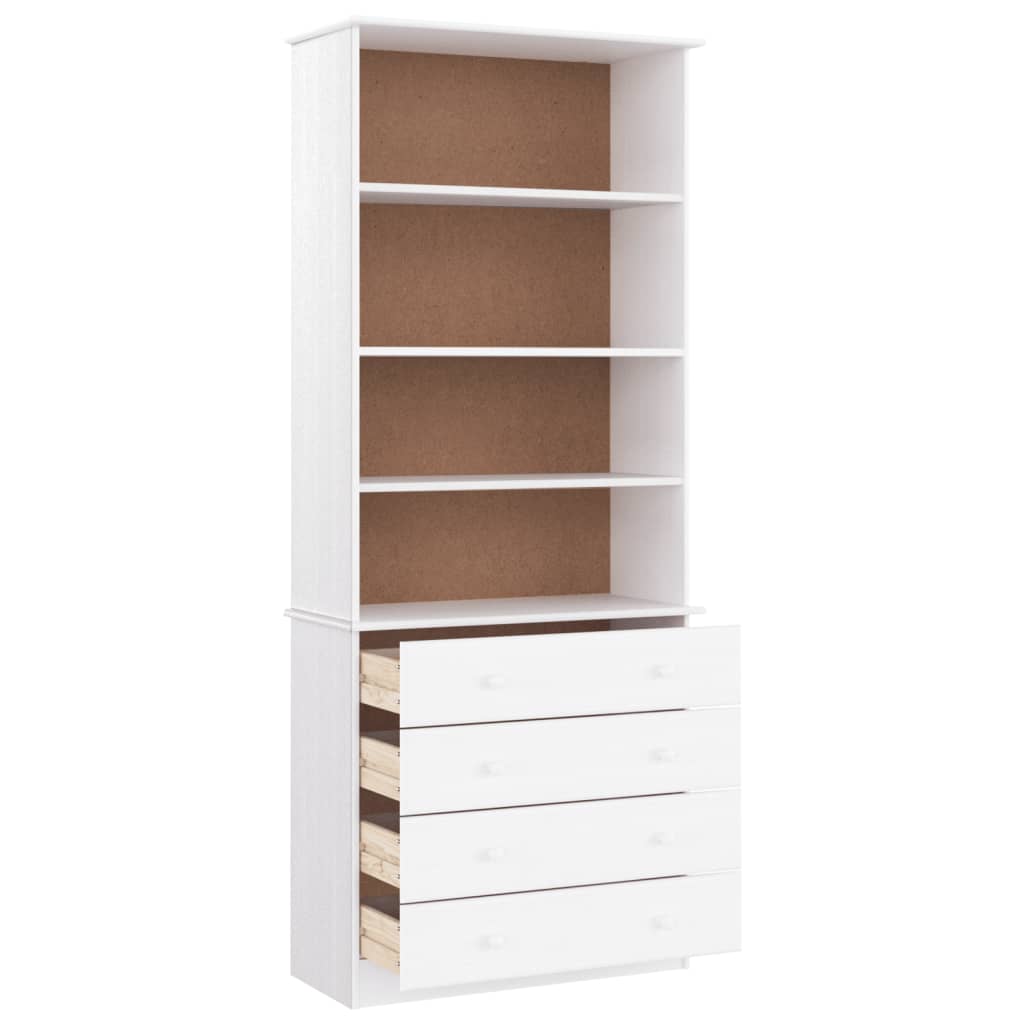 vidaXL Biblioteczka z szufladami ALTA, biała, 77x35x186,5 cm, sosna