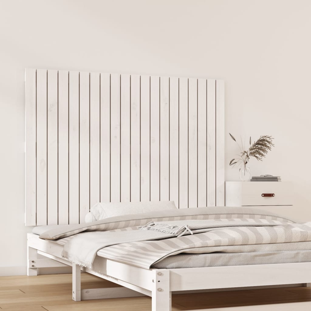vidaXL Wezgłowie łóżka, białe, 127,5x3x90 cm, lite drewno sosnowe