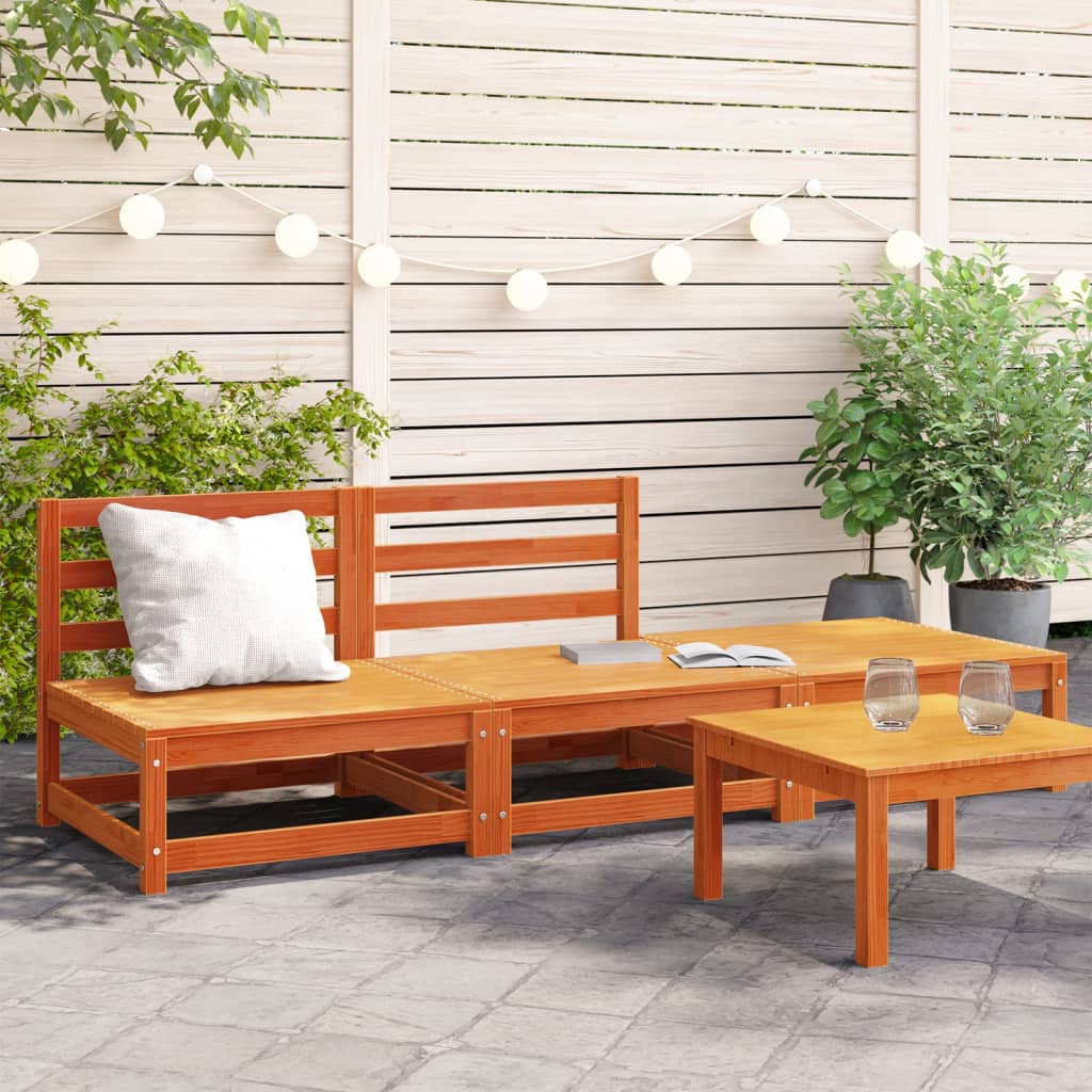 vidaXL Sofa ogrodowa bez podłokietników, z podnóżkiem, woskowy brąz