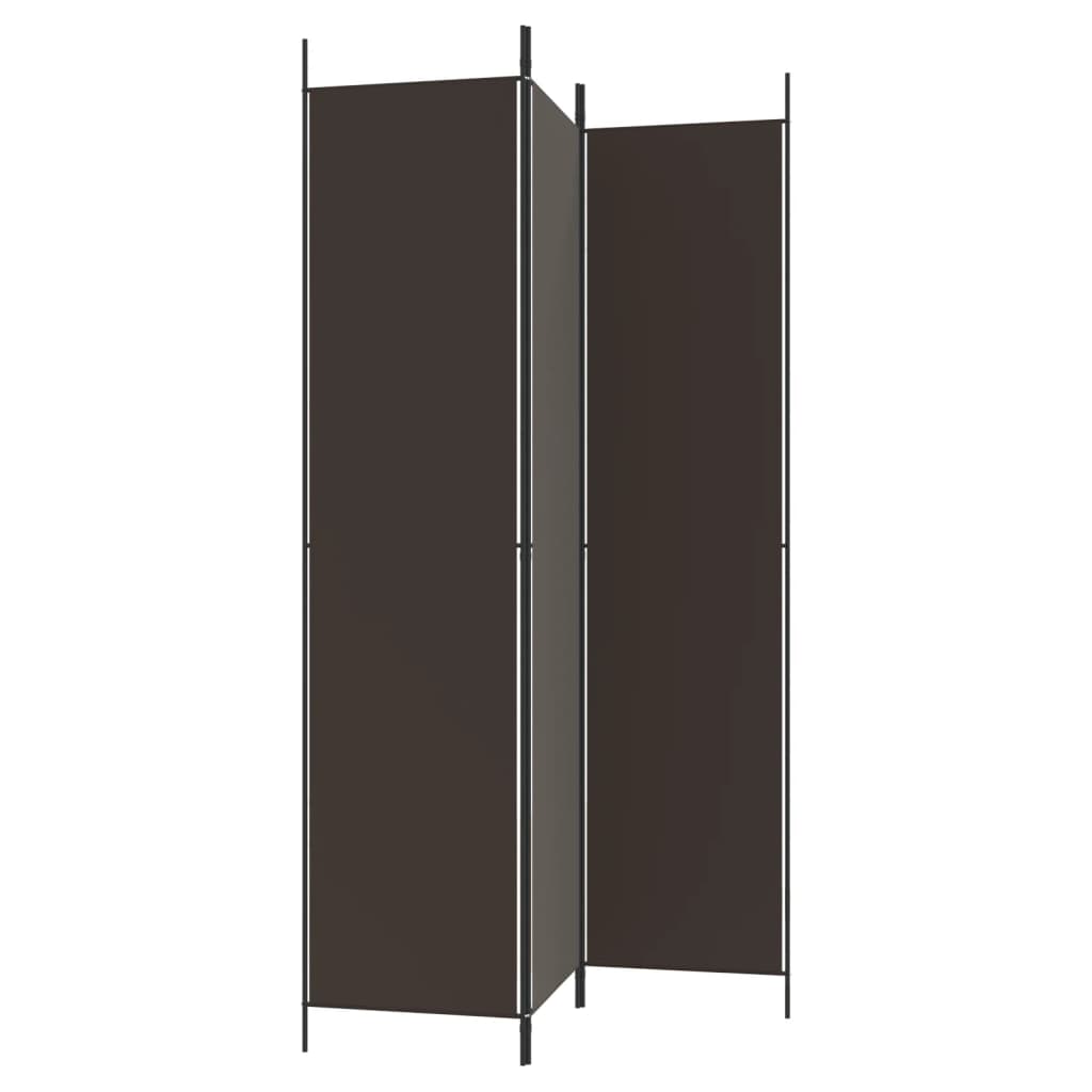 vidaXL Parawan 3-panelowy, brązowy, 150x220 cm, tkanina