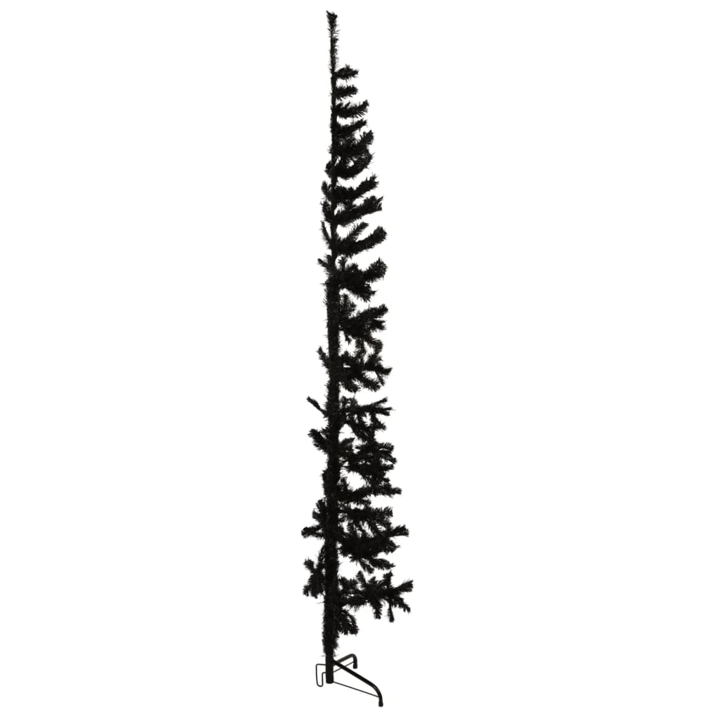 vidaXL Smukła choinka połówka ze stojakiem, sztuczna, czarna, 210 cm